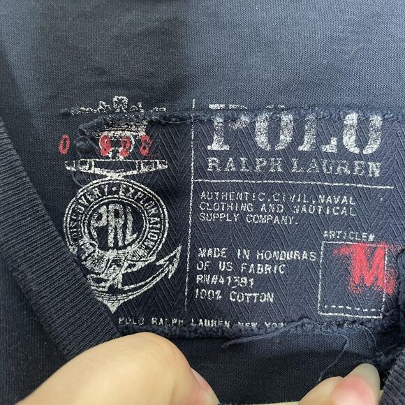 Polo Ralph Lauren Shirt Mens Small Blue P-32 Graphic Distressed Naval Military - Picture 3 of 13